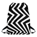 Black And White Zigzag Dazzle Print Drawstring Backpack
