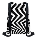 Black And White Zigzag Dazzle Print Drawstring Backpack