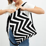 Black And White Zigzag Dazzle Print Drawstring Backpack