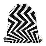 Black And White Zigzag Dazzle Print Drawstring Bag