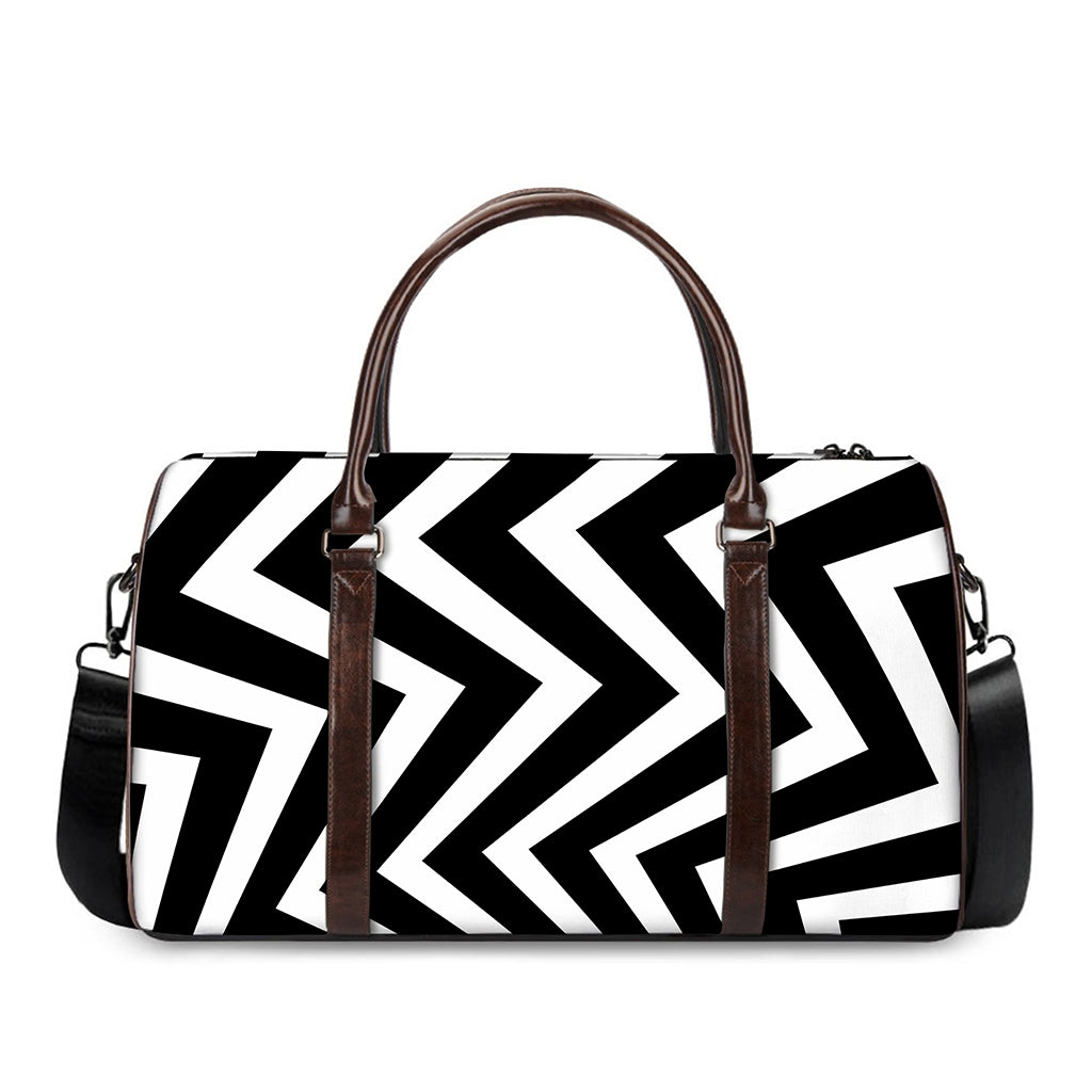 Black And White Zigzag Dazzle Print Duffle Bag