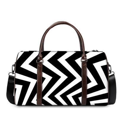 Black And White Zigzag Dazzle Print Duffle Bag