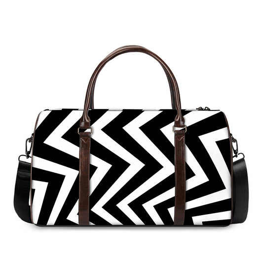 Black And White Zigzag Dazzle Print Duffle Bag