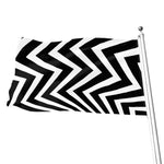 Black And White Zigzag Dazzle Print Flag