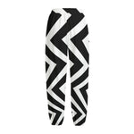 Black And White Zigzag Dazzle Print Fleece Lined Knit Pants