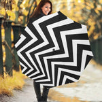 Black And White Zigzag Dazzle Print Foldable Umbrella