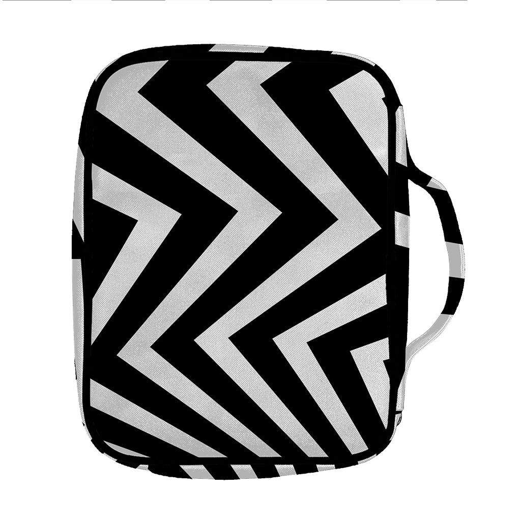 Black And White Zigzag Dazzle Print Front Pocket Bible Bag