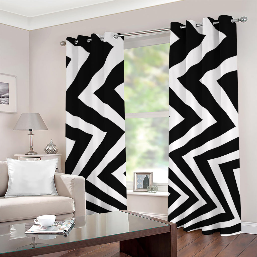Black And White Zigzag Dazzle Print Grommet Curtains