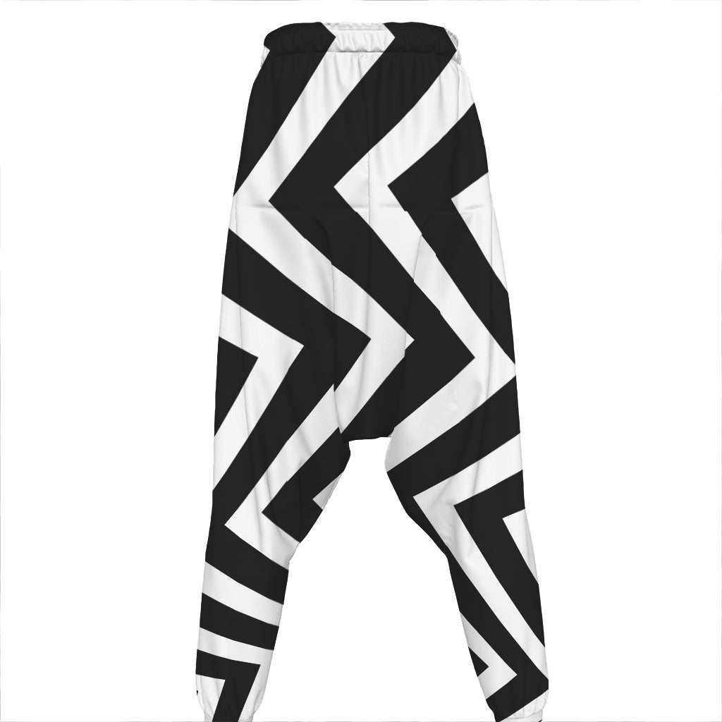 Black And White Zigzag Dazzle Print Hammer Pants