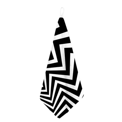 Black And White Zigzag Dazzle Print Hand Towel