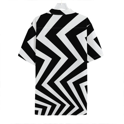 Black And White Zigzag Dazzle Print Hawaiian Shirt