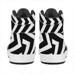 Black And White Zigzag Dazzle Print High Top Leather Sneakers