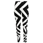 Black And White Zigzag Dazzle Print High-Waisted Pocket Leggings