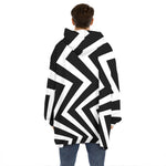 Black And White Zigzag Dazzle Print Hoodie Blanket