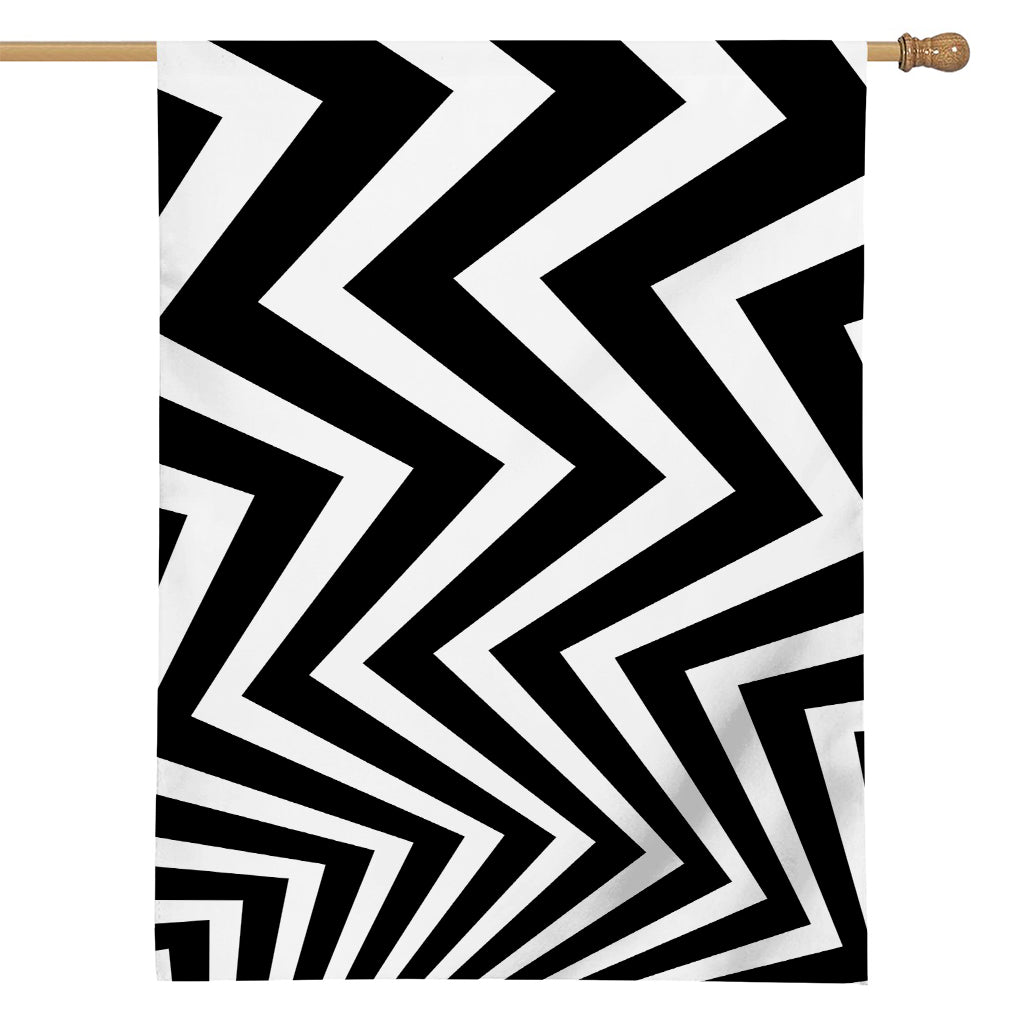 Black And White Zigzag Dazzle Print House Flag