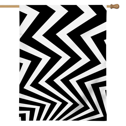 Black And White Zigzag Dazzle Print House Flag