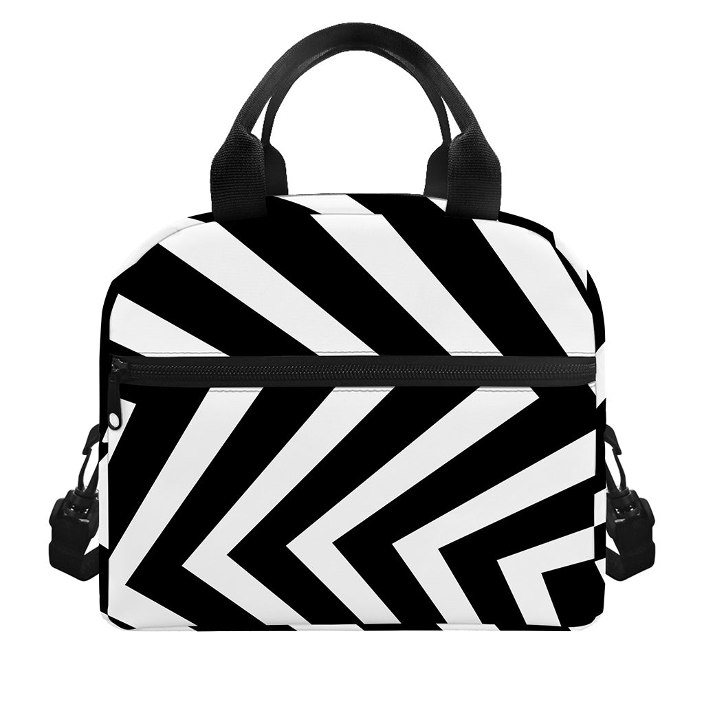 Black And White Zigzag Dazzle Print Insulated Lunch Bag