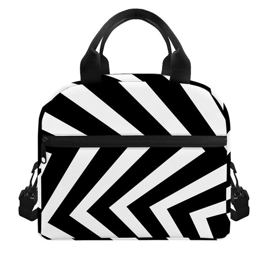Black And White Zigzag Dazzle Print Insulated Lunch Bag