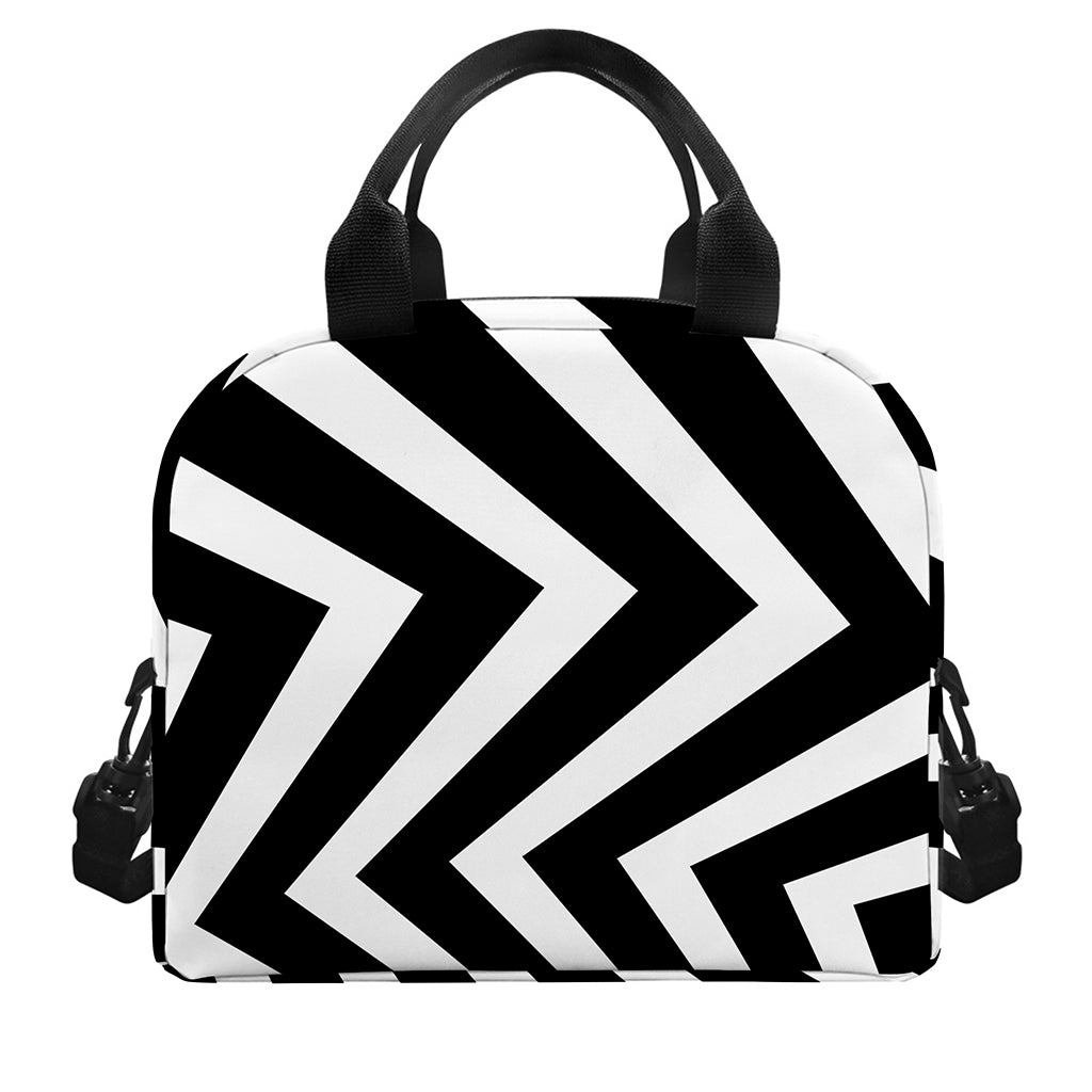 Black And White Zigzag Dazzle Print Insulated Lunch Bag