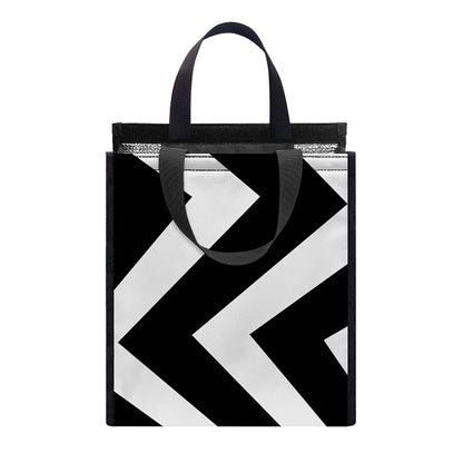 Black And White Zigzag Dazzle Print Insulated Lunch Tote