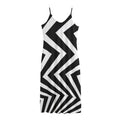 Black And White Zigzag Dazzle Print Jersey Midi Cami Dress