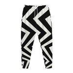 Black And White Zigzag Dazzle Print Jogger Pants
