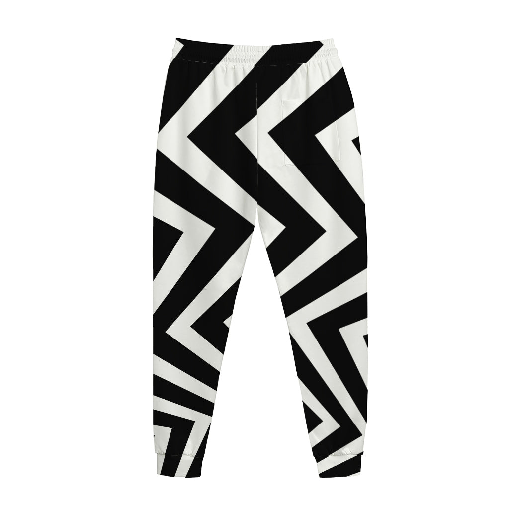 Black And White Zigzag Dazzle Print Jogger Pants