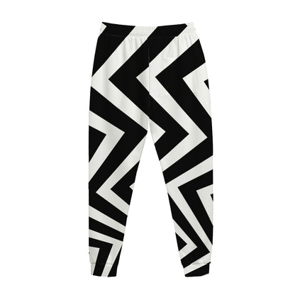 Black And White Zigzag Dazzle Print Jogger Pants