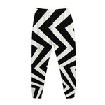 Black And White Zigzag Dazzle Print Jogger Pants
