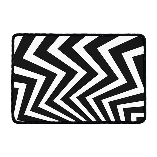 Black And White Zigzag Dazzle Print Kitchen Mat