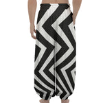 Black And White Zigzag Dazzle Print Lantern Pants