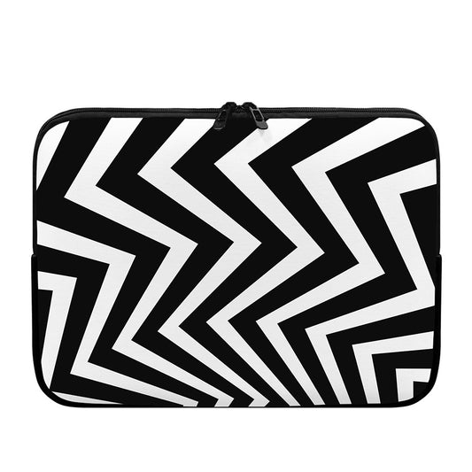 Black And White Zigzag Dazzle Print Laptop Sleeve
