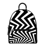 Black And White Zigzag Dazzle Print Leather Backpack
