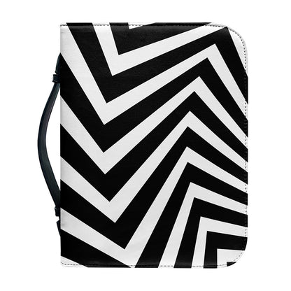 Black And White Zigzag Dazzle Print Leather Bible Cover