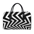 Black And White Zigzag Dazzle Print Leather Duffel Bag