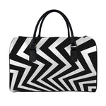 Black And White Zigzag Dazzle Print Leather Duffle Bag