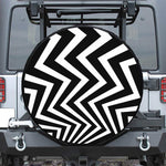 Black And White Zigzag Dazzle Print Leather Spare Tire Cover