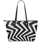 Black And White Zigzag Dazzle Print Leather Tote Bag