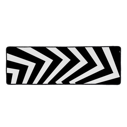 Black And White Zigzag Dazzle Print Long Kitchen Mat