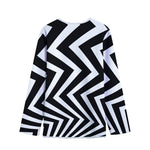 Black And White Zigzag Dazzle Print Long Sleeve Short Coat