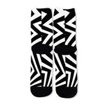 Black And White Zigzag Dazzle Print Long Socks