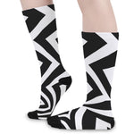 Black And White Zigzag Dazzle Print Long Socks