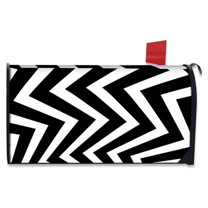Black And White Zigzag Dazzle Print Mailbox Cover