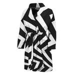 Black And White Zigzag Dazzle Print Men's Bathrobe