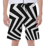 Black And White Zigzag Dazzle Print Men's Beach Shorts