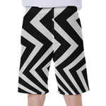 Black And White Zigzag Dazzle Print Men's Beach Shorts