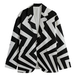 Black And White Zigzag Dazzle Print Men's Blazer