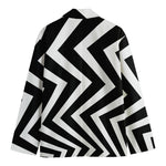 Black And White Zigzag Dazzle Print Men's Blazer