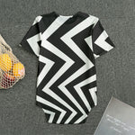 Black And White Zigzag Dazzle Print Men's Bodysuit