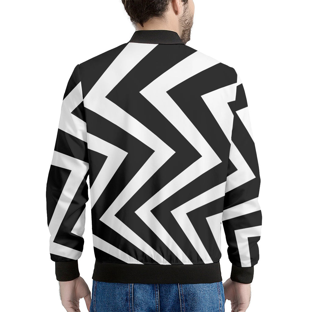 Black And White Zigzag Dazzle Print Men's Bomber Jacket